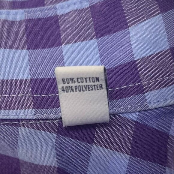 Izod Men Slim Fit Long Sleeve Plaid Button Down T-shirt Size 14-14 1/2 - Picture 6 of 7